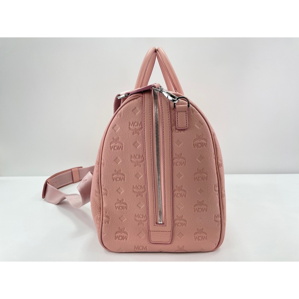 MCM Weekend Bag Boston Leather Pink - Picture 3 of 12